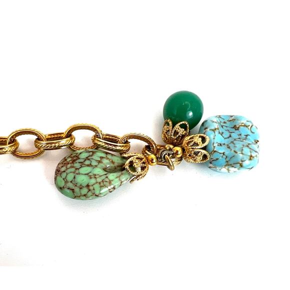 Vintage Napier cabochon gold tone and stone chain belt - Picture 8 of 12